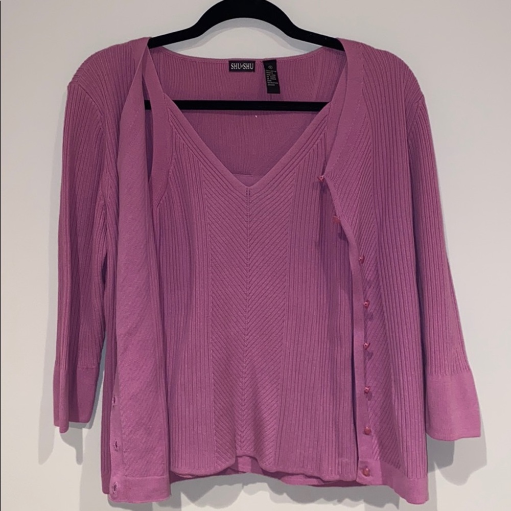 Pink Matching Tank Top and Cardigan